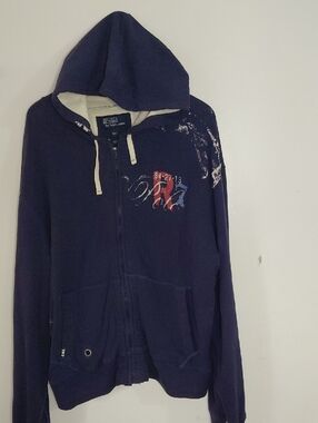 Polo by Ralph Lauren Navy Hoodie with Red & White Chest Graphic
